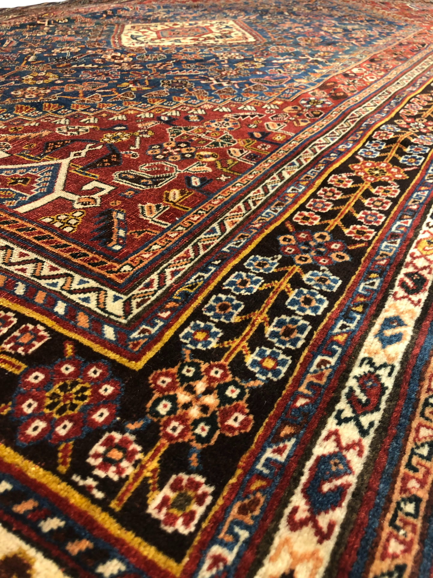 RUG 144 - Antique Wool On Wool Finely Knotted Qashqai W/ Abrash